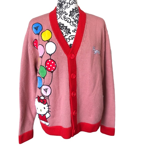 Sanrio Sweaters - SOLD HELLO KITTY BALLOONS KNIT CARDIGAN (PINK)